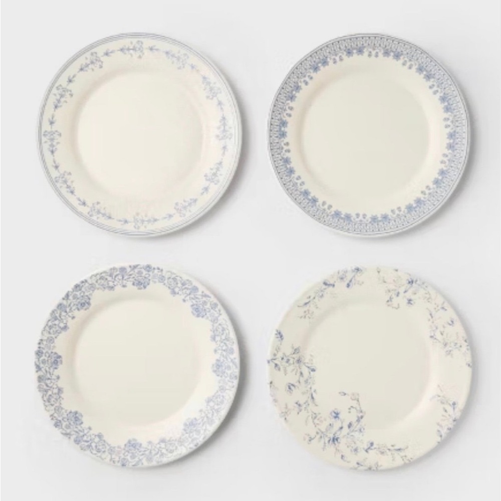 4pc 10.5" Melamine Mixed Pattern Dinner Plate Set - Threshold with Studio McGee
